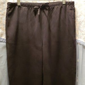 100% SILK ORVIS BLACK DRAWSTRING PANTS SZ S